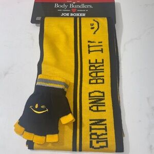 NWT Joe Boxer Grin and Bare It Yellow and Black Scarf and Glove Set - Kids
